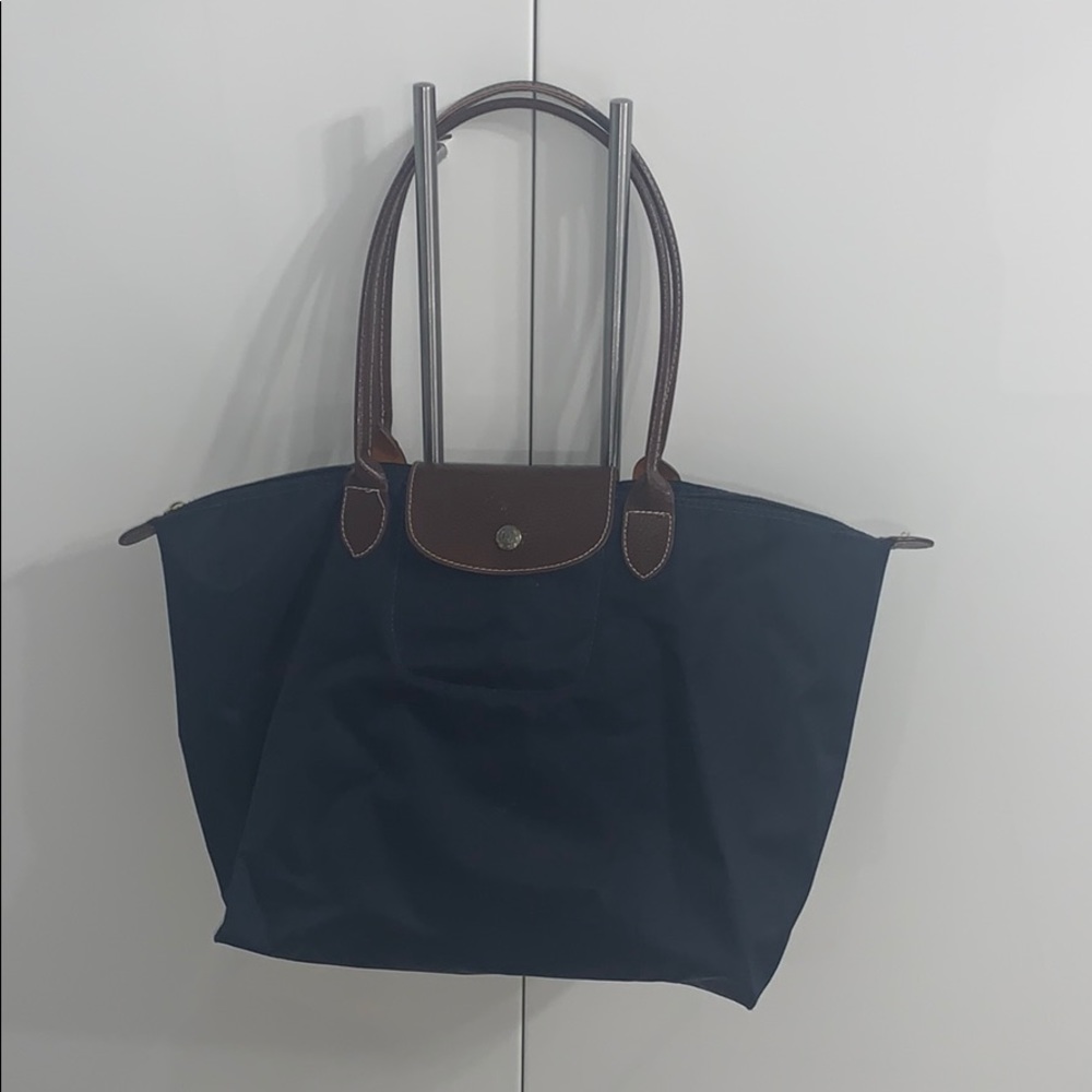 Longchamp navy blue tote bag